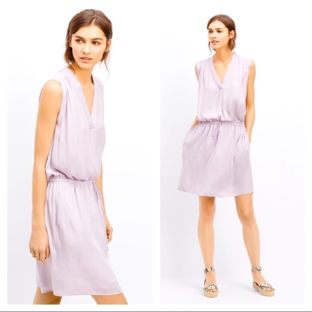 Vince Sleeveless Lavender Satin Dress with Pockets Women’s Size XS
